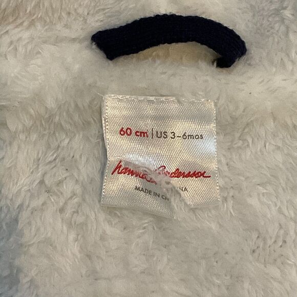 Hanna Andersson Sherpa Lined Sweater Jacket Coat Hooded Blue Size 3-6 months - Picture 3 of 7
